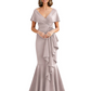 Satin Mother of the Bride Dress with Cascading Ruffles and Mermaid Tail V-Neck