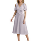 Wedding Formal Dress V-Neck Pleated Chiffon Gown with 3D Flower Accent Knee Length