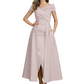 Formal Floor-Length Mother of the Bride Gown Satin Maxi Dress with Slit Off Shoulder