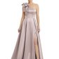 Luxury Bow Black Formal Dress One-Shoulder A-Line Gowns with Sexy Side Slit 2026