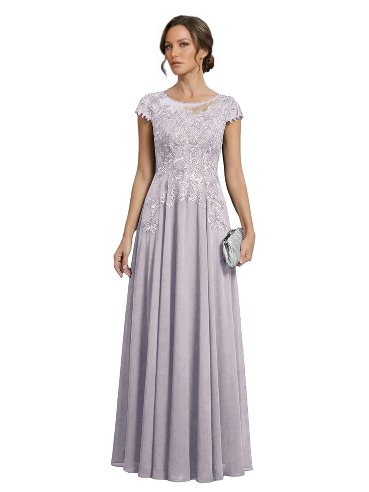Chic Long A-Line Chiffon Mother of the Brides Dresses Sequin Mom Outfits For Wedding