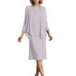 3 PCS Knee-Length Mother of Bride Dresses Prom Dress Evening Dress with Sheer Sleeves and Jacket