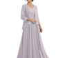 Plus Size A-line Chiffon 3/4 Sleeves Mother of the Brides Dresses Long Jacket Dress