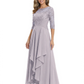 3/4 Sleeve Mother of the Bride Dress with Lace Embroidery High-Low Hem 2026
