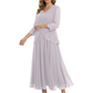 3/4 Sleeve Chiffon Mother of the Brides Dresses V-Neck Wedding Party Gowns