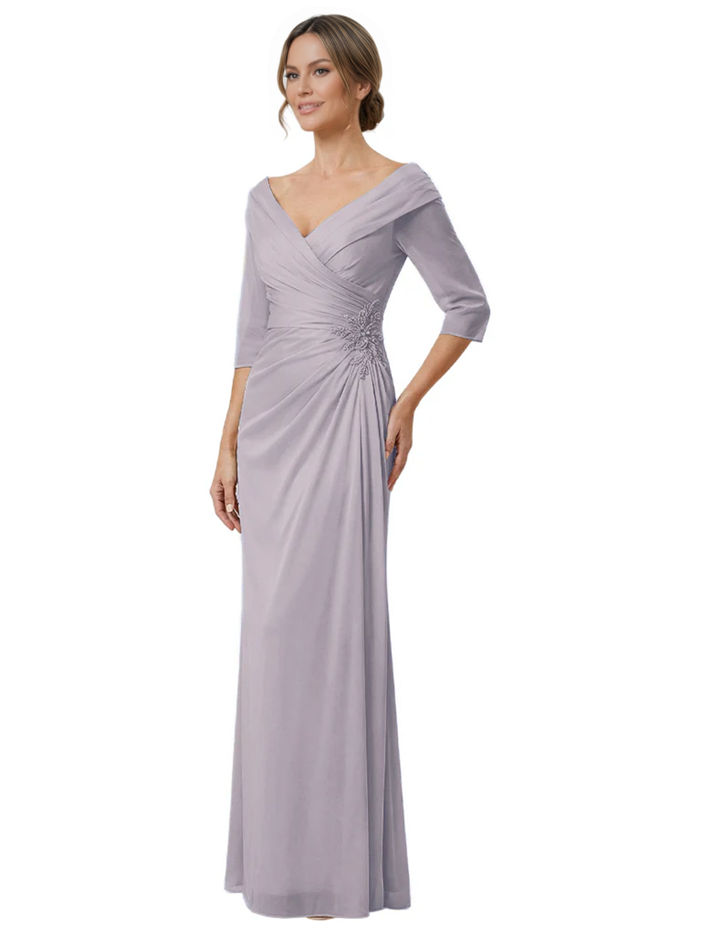 Elegant 3/4 Sleeve Mother of the Brides Dresses Mom Outfits Wedding Satin