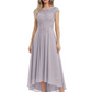 Elegant Evening Gown Trending 2026 Styles with Cap Sleeves High-Low Skirt