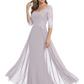 Luxury Burgundy Formal Dress Embroidered Lace Bodice Flowy Chiffon Gown 2026