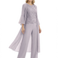 Elegant Pink 3-Piece Pant Set Trending 2026 Styles with Lace Wide-Leg Pants