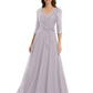Chiffon Mother of the Bride Dress with Sequin V-Neck and Elegant Bow Sash