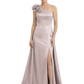 One Shoulder Mother of the Bride Dress with 3D Floral Detail Formal Dress A-Line Gowns with Slit