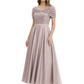 Luxury Formal Dress Sparkling Sequin Top Mother of Bride Dress Silk Satin A-Line Gowns