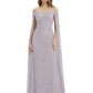 Elegant Mother of the Groom Gown Floral Lace Embroidered Formal Dress with Cape