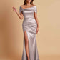 Elegant Soft Satin Off-the-shoulder Side-Slit Mermaid Bridesmaid Dresses