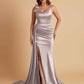 Elegant Soft Satin Mermaid Bowknot Floor-Length Mermaid Bridesmaid Dresses