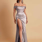 Sexy Off the Shoulder Soft Satin Side Slit Floor-Length Mermaid Bridesmaid Dresses