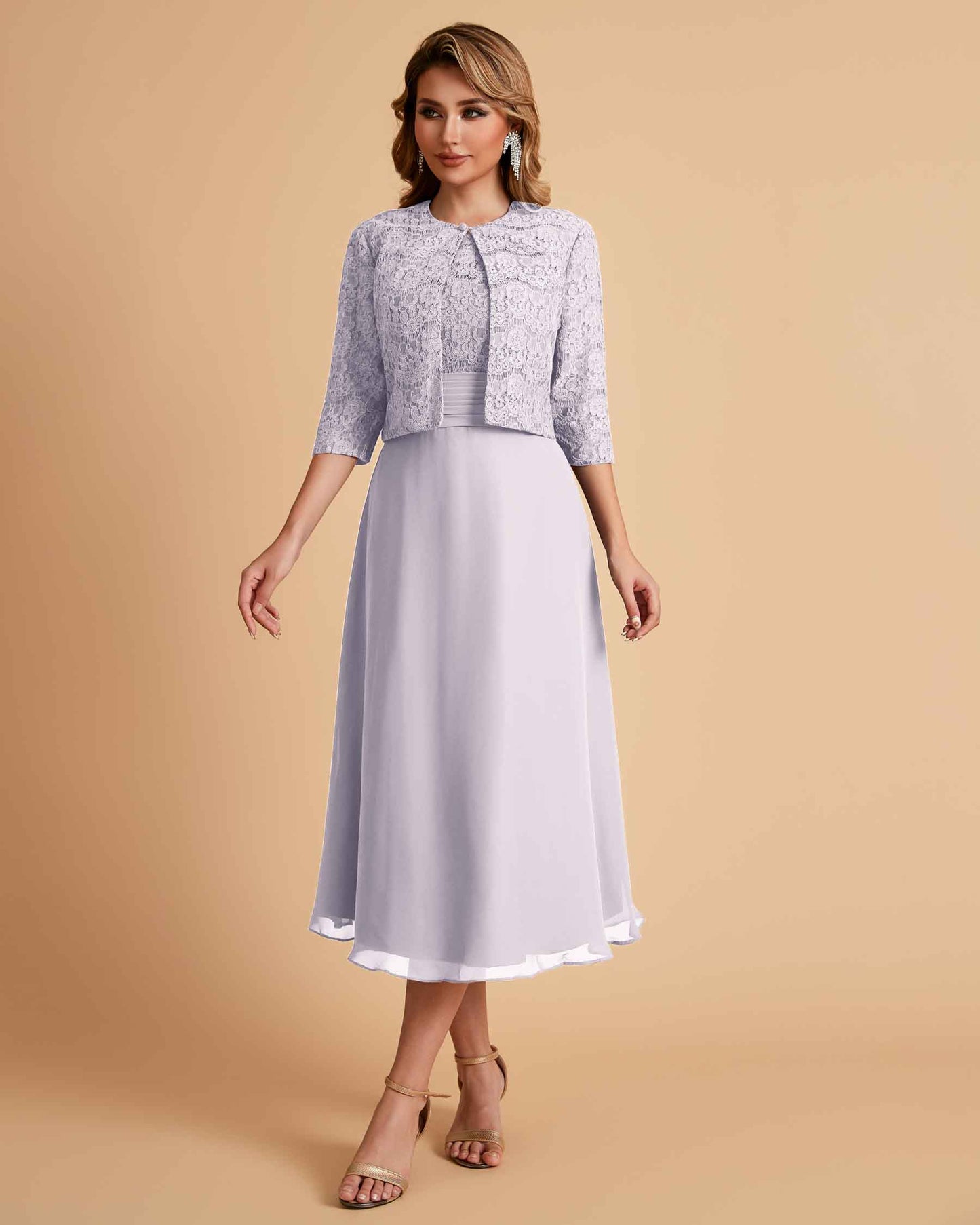 Elegant A-line Bateau Sleeveless Tea Length Mother of the Brides Dresses Online