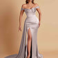 Sexy Soft Satin Sweetheart Off-the-shoulder Strapless Side-Slit Mermaid Bridesmaid Dresses