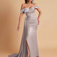 Elegant Soft Satin Mermaid Off Shoulder Floor-Length Mermaid Bridesmaid Dresses