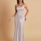 Sexy Soft Satin Mermaid Strapless Floor-Length Mermaid Bridesmaid Dresses
