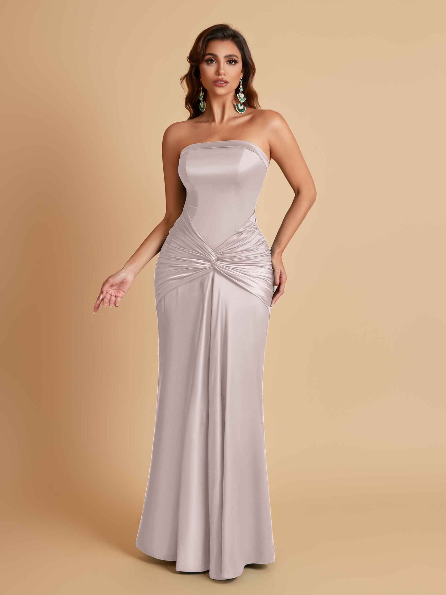 Sexy Soft Satin Mermaid Strapless Floor-Length Mermaid Bridesmaid Dresses