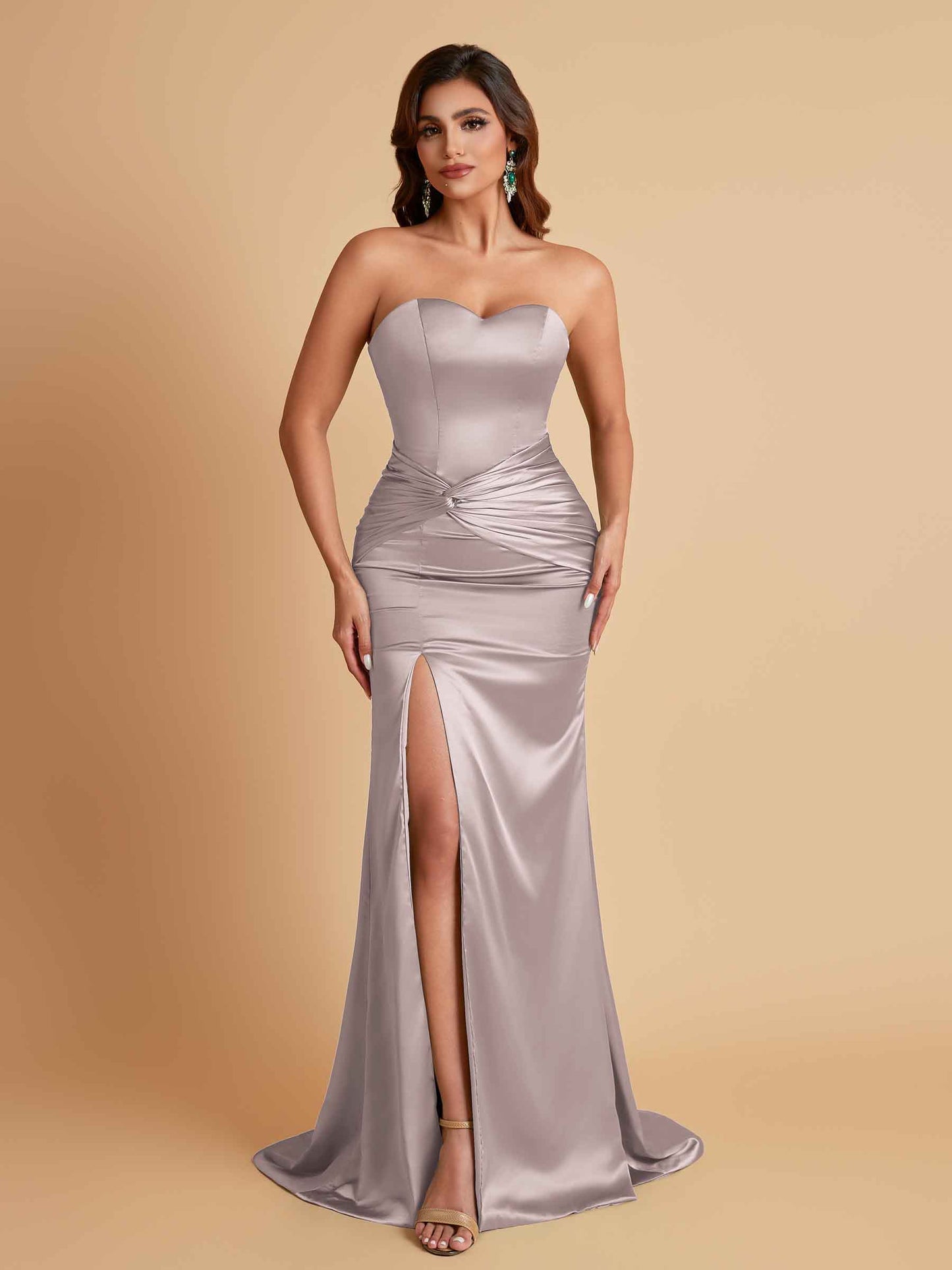 Sexy Soft Satin Mermaid Sweetheart Floor-Length Mermaid Bridesmaid Dresses