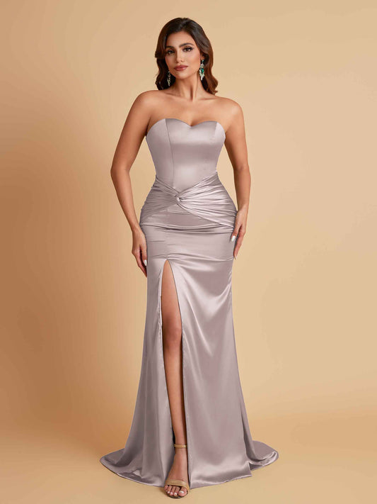 Sexy Soft Satin Mermaid Sweetheart Floor-Length Mermaid Bridesmaid Dresses