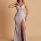 Elegant Soft Satin Mermaid V-neck Side Slit Floor-Length Bridesmaid Dresses Online
