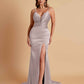 Sexy Soft Satin V-neck Spaghetti Strap Side-Slit Mermaid Bridesmaid Dresses