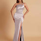 Sexy Soft Satin Mermaid One Shoulder Floor-Length Mermaid Bridesmaid Dresses