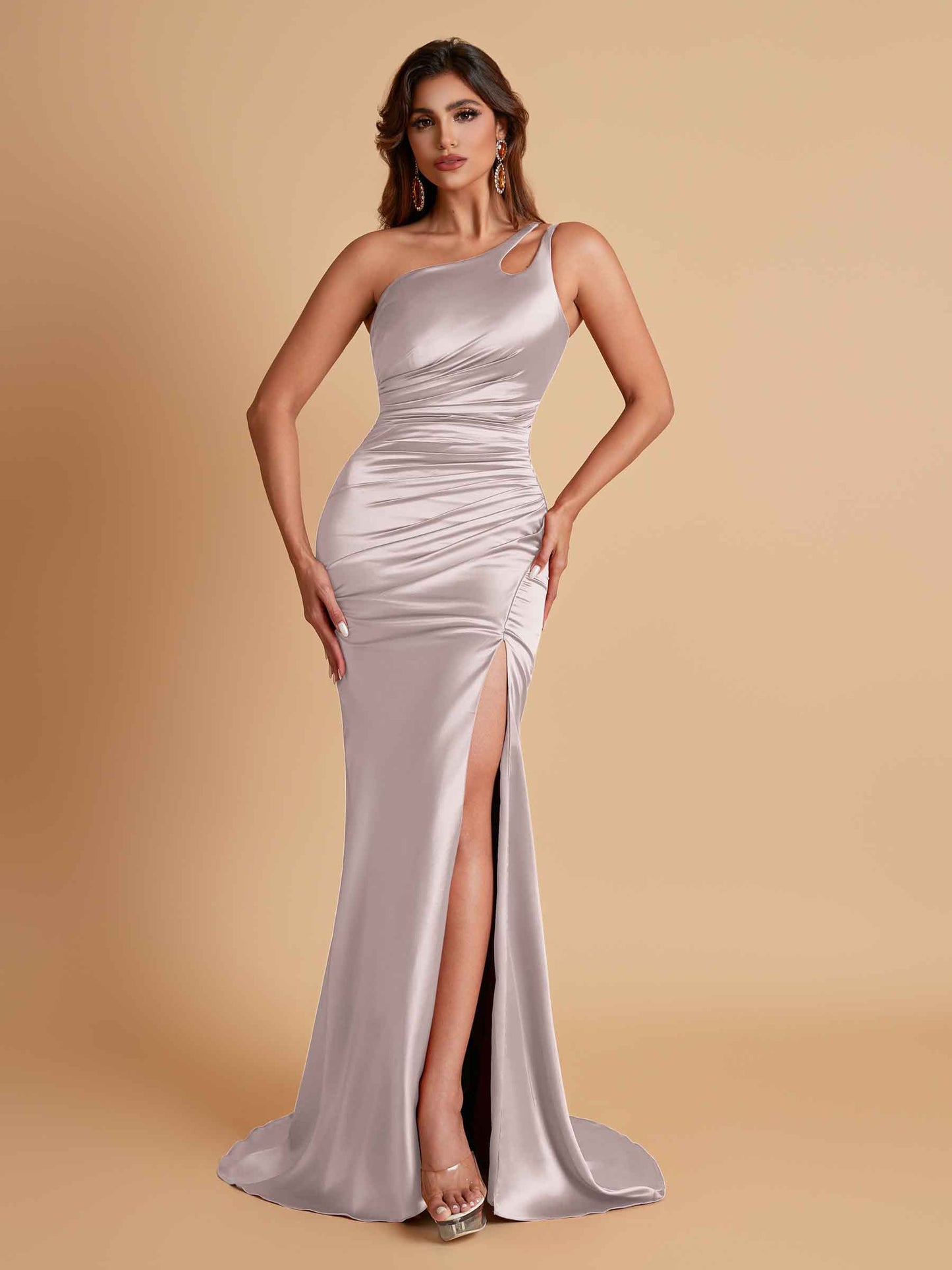 Sexy Soft Satin Mermaid One Shoulder Floor-Length Mermaid Bridesmaid Dresses