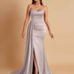 Elegant Soft Satin Sweetheart Strapless Side-Slit Mermaid Bridesmaid Dresses