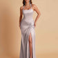 Gorgeous Square Criss Cross Soft Satin Side Slit Floor-Length Mermaid Bridesmaid Dresses