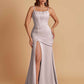 Sexy Soft Satin Mermaid Spaghetti Straps Side Slit Floor-Length Bridesmaid Dresses