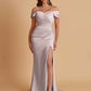 Sexy Soft Satin Mermaid Cold Shoulder Side Slit Floor-Length Bridesmaid Dresses Online