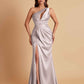 Sexy One Shoulder Soft Satin Side Slit Floor-Length Mermaid Bridesmaid Dresses