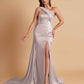 Elegant Soft Satin Sweetheart One Shoulder Side-Slit Mermaid Bridesmaid Dresses