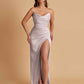 Sexy Soft Satin Mermaid V-neck Side Slit Floor-Length Bridesmaid Dresses Online
