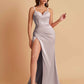 Simple Soft Satin Mermaid V-neck Floor-Length Mermaid Bridesmaid Dresses
