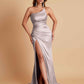 Gorgeous Strapless Soft Satin Side Slit Floor-Length Mermaid Bridesmaid Dresses