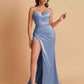 Simple Soft Satin Mermaid V-neck Floor-Length Mermaid Bridesmaid Dresses