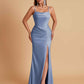 Gorgeous Spaghetti Straps Soft Satin Side Slit Floor-Length Mermaid Bridesmaid Dresses