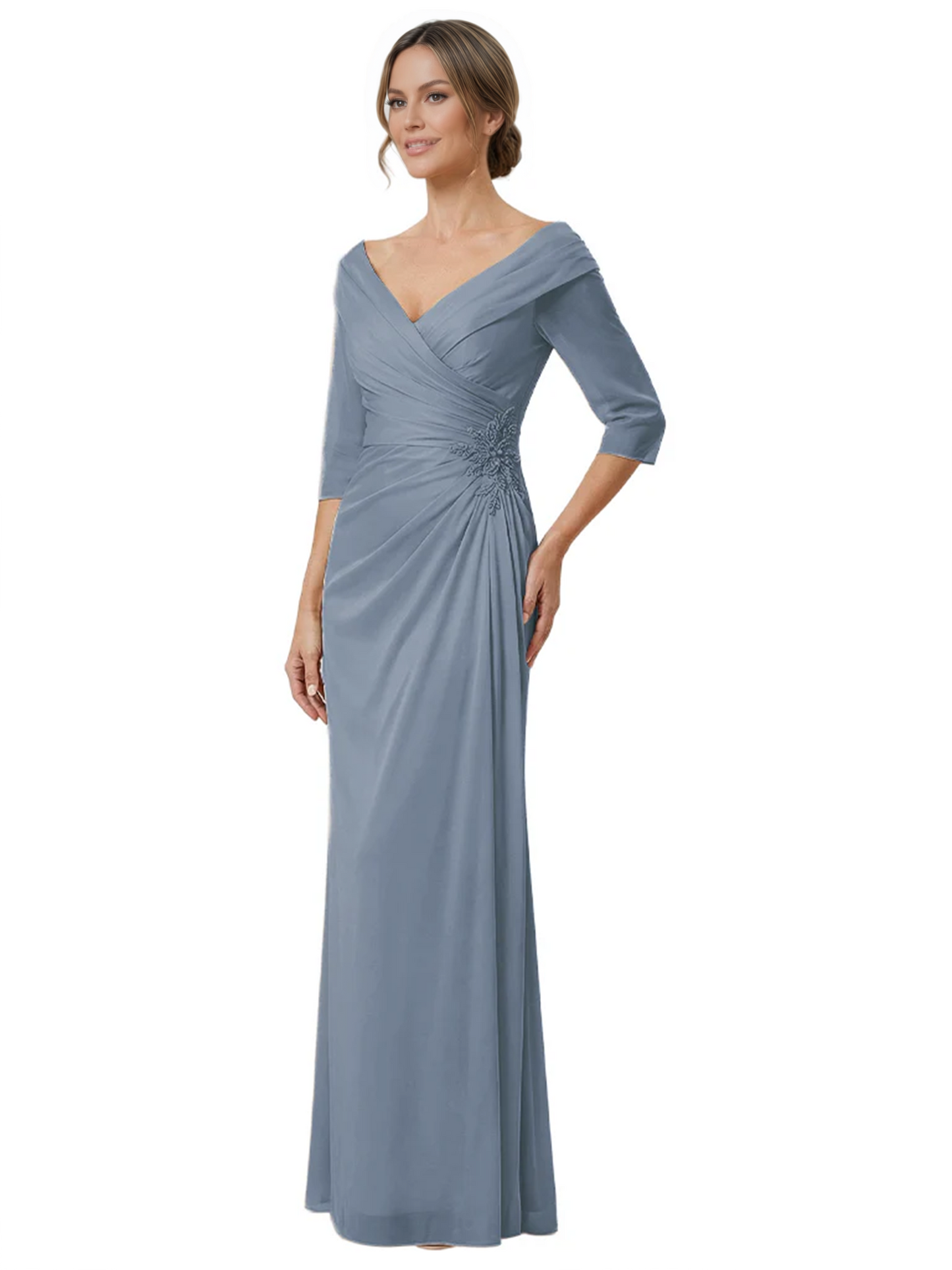 Elegant 3/4 Sleeve Mother of the Brides Dresses Mom Outfits Wedding Satin