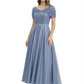 Luxury Formal Dress Sparkling Sequin Top Mother of Bride Dress Silk Satin A-Line Gowns