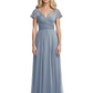 Mother of the Bride Dress Cap Sleeves and V-Neckline with Embroidered Lace Shoulders