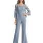 Mother of the Bride Jumpsuit with Lace Jacket 3/4 Sleeve Formal Pant Suit
