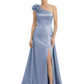 One Shoulder Mother of the Bride Dress with 3D Floral Detail Formal Dress A-Line Gowns with Slit