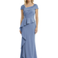 A-Line Satin Cap Sleeves Mother of the Brides Dresses Floor Length For Wedding