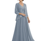 Plus Size A-line Chiffon 3/4 Sleeves Mother of the Brides Dresses Long Jacket Dress