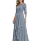 3/4 Sleeve Mother of the Bride Dress with Lace Embroidery High-Low Hem 2026